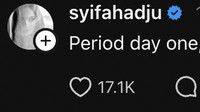 Period day one, perut rasanya kayak digiling:, tulis Syifa Hadju dalam Threads miliknya dilihat detikcom, Kamis (17/6/2026). Foto: dok Threads Syifa Hadju