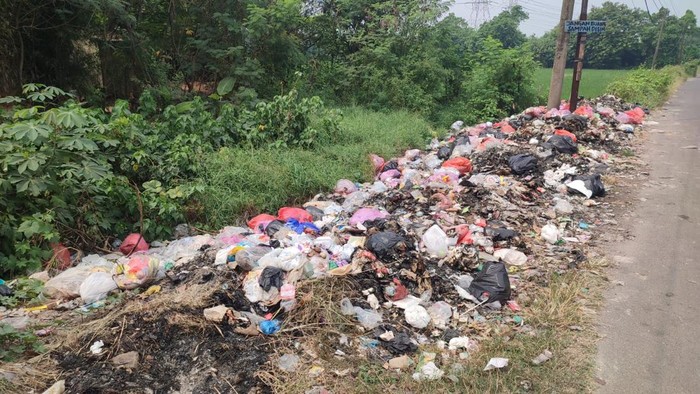 Tumpukan sampah di pinggir jalan Kaligandu, Kasemen, Kota Serang (Arief/detikcom)