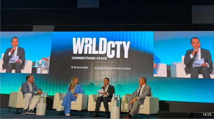 Wali Kota Solo, Respati Ardi, di ajang World Cities Summit 2026 yang digelar di Suntec Singapore Convention & Exhibition Centre, Singapura, Senin (15/6/2026).