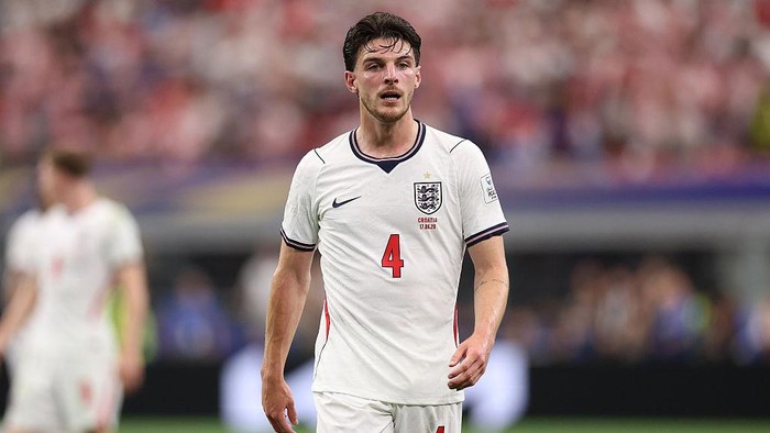 DALLAS, TEXAS - JUNE 17: Declan Rice of England during the FIFA World Cup 2026 Group L match between England and Croatia at Dallas Stadium on June 17, 2026 in Dallas, Texas. (Photo by Michael Steele/Getty Images)