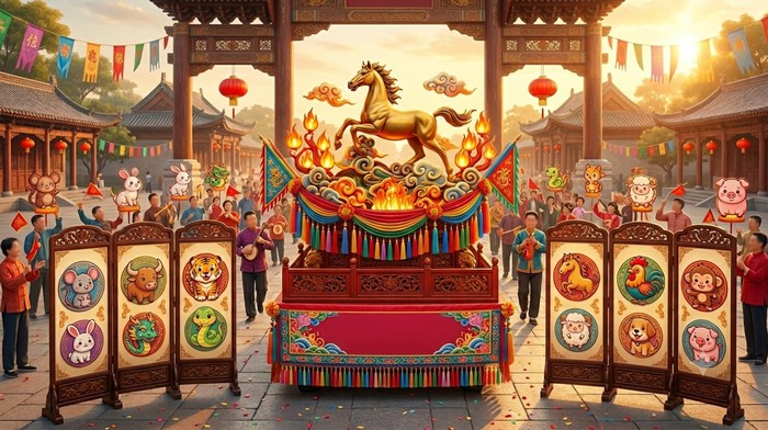 Ilustrasi shio-shio di tahun Kuda Api.