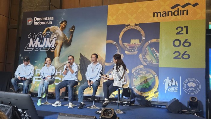 Konferensi Pers Mandiri Jogja Marathon 2026 di Hotel Marriott, Yogyakarta, Kamis (18/6/2026).