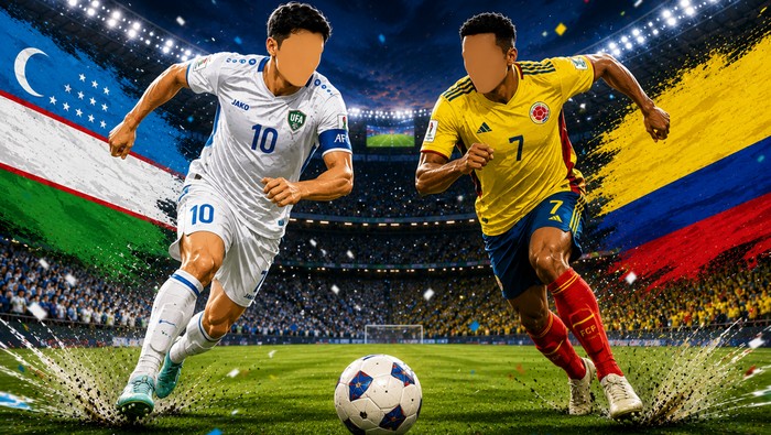 Liga Uzbekistan vs Kolombia di Piala Dunia 2026 (dibuat dengan AI)