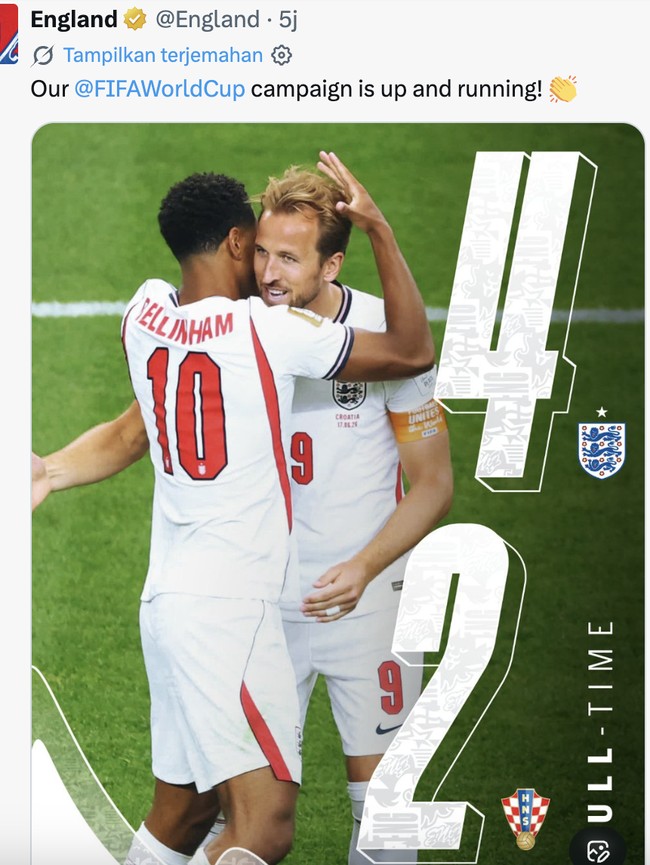 Euforia Inggris Libas Kroasia 4-2