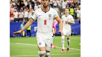 Harry Kane dengan 2 gol semalam, menyamai rekor Gary Lineker soal mencetak gol untuk timnas Inggris. Foto: X.com