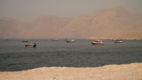 Vessels at the Strait of Hormuz, as seen from Musandam, Oman, June 18, 2026. REUTERS/Stringer