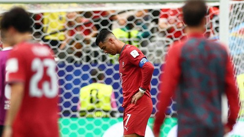 Soccer Football - FIFA World Cup 2026 - Group K - Portugal v DR Congo - Houston Stadium, Houston, Texas, U.S. - June 17, 2026 Portugals Cristiano Ronaldo looks dejected after the match REUTERS/Pedro Nunes