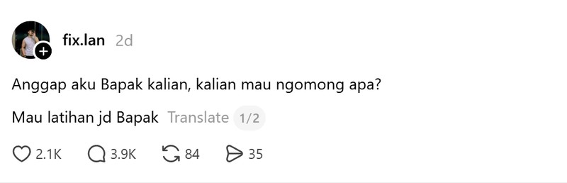 Di Threads, sempat viral cuitan akun @fix.lan yang mengajak orang menuliskan pesan kepada ayah mereka di kolom komentar. Jawabannya kocak sampai mengsedih.