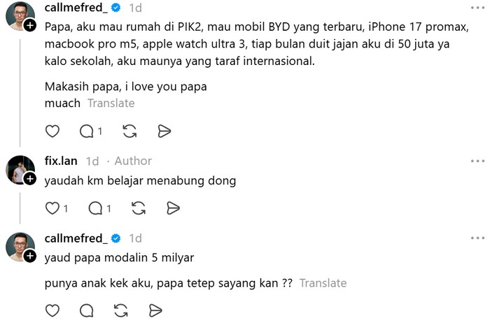 Anggap Aku Bapak Kalian, Kalian Mau Ngomong Apa? Ini Jawaban Netizen