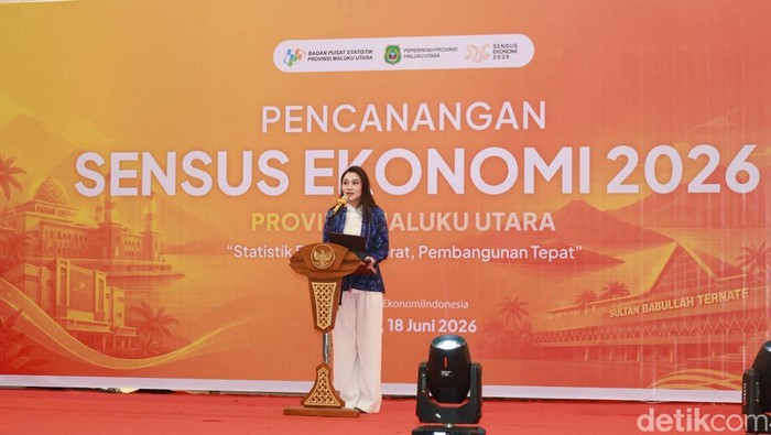 Gubernur Maluku Utara Sherly Tjoanda saat menghadiri pencanganan Sensus Ekonomi 2026.