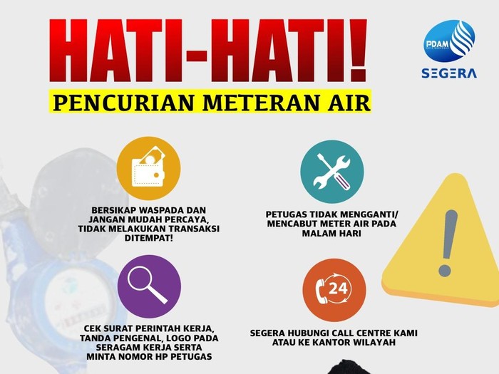 PDAM Makassar mengimbau pelanggan waspada akan pencurian meteran air.