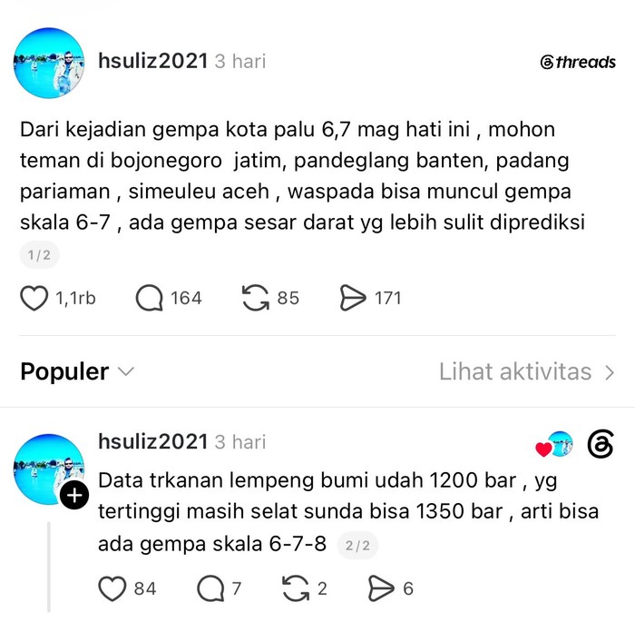 Unggahan viral soal gempa di Palu berdampak ke Bojonegoro