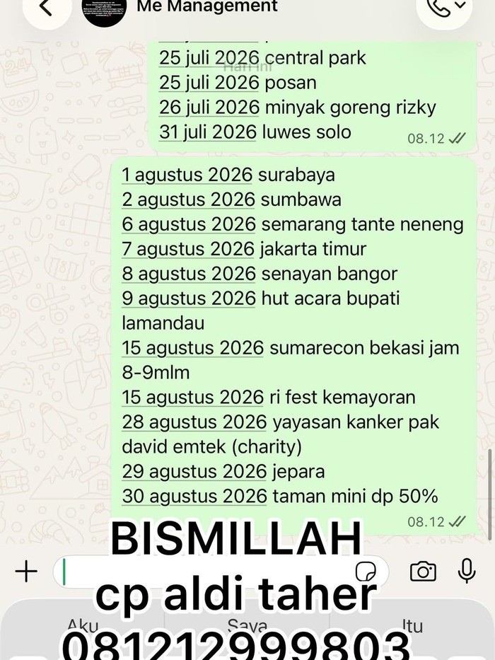 Aldi Taher Gacor! Jadwal Penuh sampai September 2026