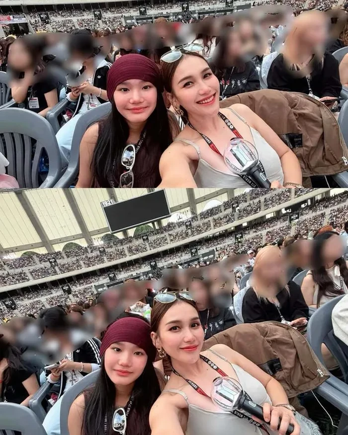 Ayu Ting Ting dan Bilqis nonton BTS di Busan.