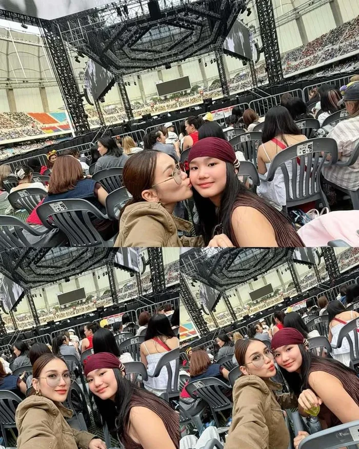 Ayu Ting Ting dan Bilqis nonton BTS di Busan.