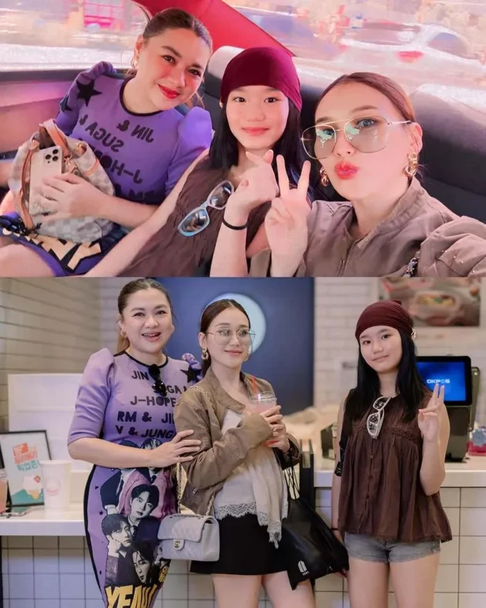 Ayu Ting Ting dan Bilqis nonton BTS di Busan.