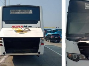 Bus Terbakar di Tol Jagorawi Arah Bogor, Diduga Korsleting Listrik