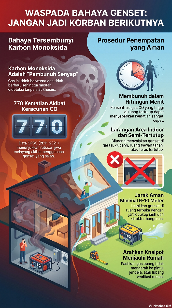 Infografis Waspada Bahaya Penggunaan Genset