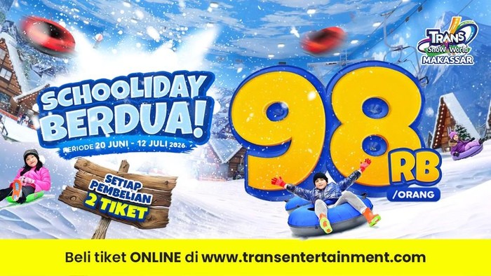 Nikmati pengalaman bermain salju yang lebih seru di Trans Snow World Makassar lewat Promo Schooliday!