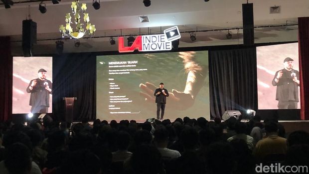 Suasana LAIndieMovie edisi Jogja hari pertama di Gedung Pertemuan Taman Perwacy Jogja, Sabtu (20/6).