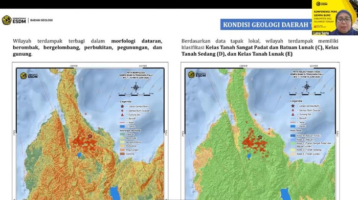 Badan Geologi saat konferensi pers terkait gempa M 6,7 Palu.