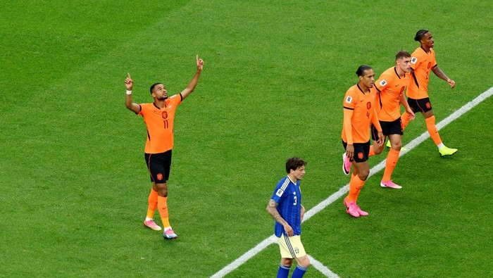 Soccer Football - FIFA World Cup 2026 - Group F - Netherlands v Sweden - Houston Stadium, Houston, Texas, U.S. - June 20, 2026 Netherlands Cody Gakpo celebrates scoring their third goal REUTERS/Pedro Nunes