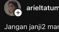Siapa sangka ternyata tulisan tersebut dibalas Ariel Tatum. Jangan janji2 manis tapi palsu kayak orang-orang lagi kampanye politik ya, jawab Ariel Tatum. Dan benar dong, Rama memperlihatkan video untuk berjalan kaki menuju kantornya selama satu minggu. Foto: dok Threads Ariel Tatum