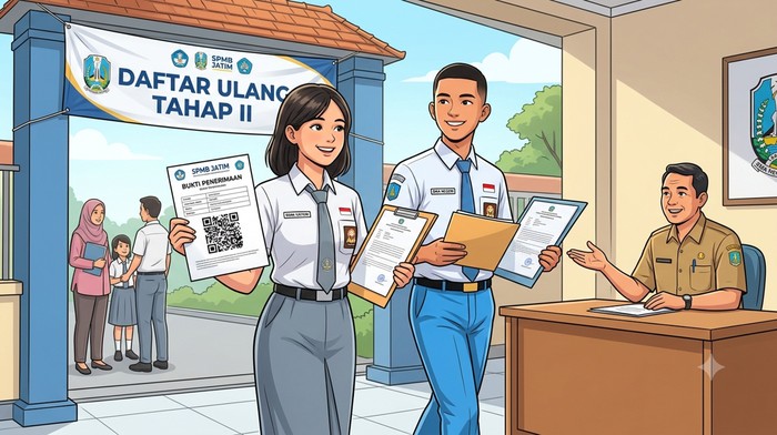 Ilustrasi daftar ulang SPMB Jatim Tahap II 2026.