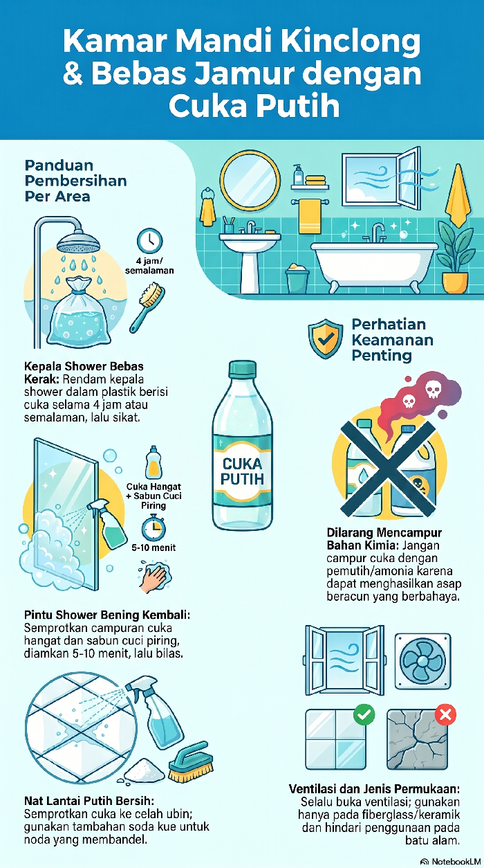 membersihkan kamar mandi pakai cuka putih