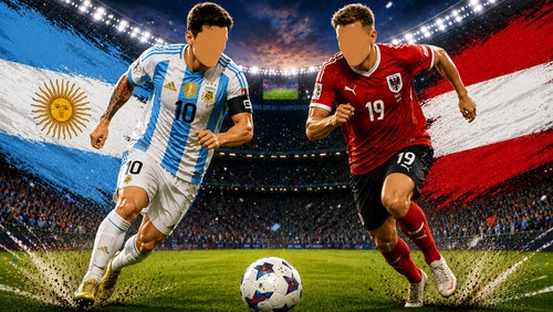 Laga Argentina vs Austria di Piala Dunia 2026 (dibuat dengan AI)