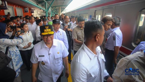 Peresmian Stasiun Jakarta International Stadium (JIS) di Jakarta, Senin (22/6/2026). (CNBC Indonesia/Faisal Rahman)