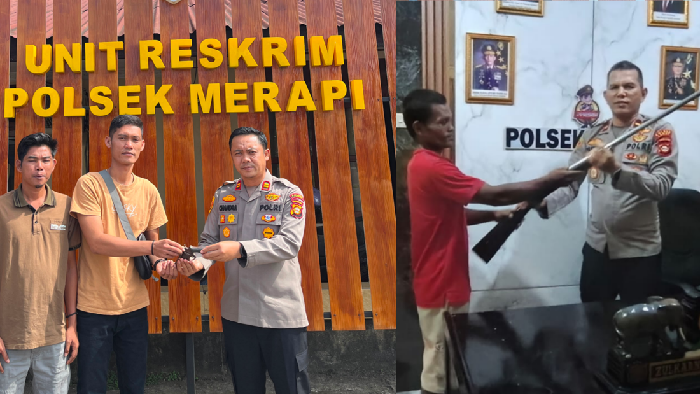 Polisi menerima senpi dari masyarakat yang diserahkan peangkat desa