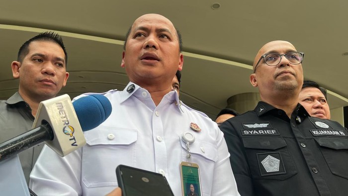 Kapuspenkum Kejagung Anang Supriatna di Gedung Bundar Kejagung, Kebayoran Baru, Jakarta Selatan, Selasa (23/6/2026).