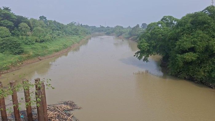 Kondisi air Sungai Ciujung dilihat dari Jembatan Ciujung, Kragilan, pada Selasa (23/6/2026)-(Arief Ikhsanudin/detikcom)