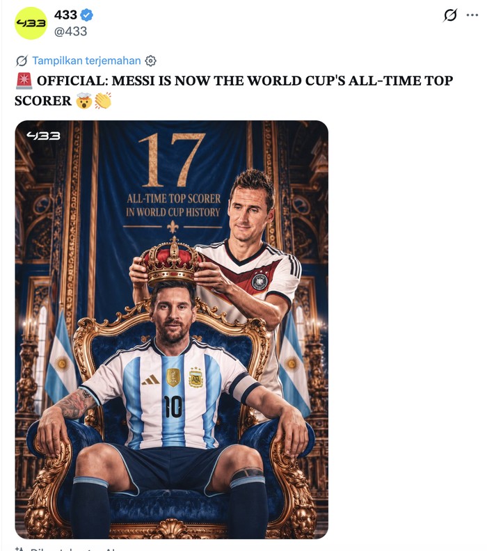 Meme Lionel Messi Dikasih Mahkota oleh Miroslav Klose