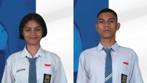 Meyllano Frans Yogar dan Eighteen Jeanette Hekboy, dua pelajar asal Kota Kupang terpilih wakili NTT di Paskibraka Nasional. (Dok. Pemprov NTT)