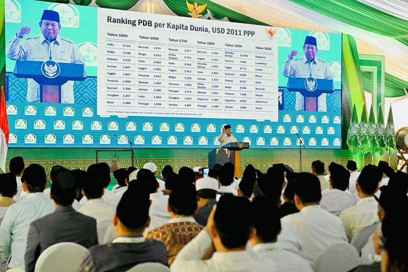 Presiden Prabowo di acara penutupan Munas Alim Ulama dan Konbes NU di IAI Syaichona Mohammad Cholil, Kabupaten Bangkalan, Jawa Timur, Selasa (23/6/2026).