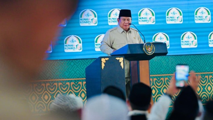 Presiden Prabowo di acara penutupan Munas Alim Ulama dan Konbes NU di IAI Syaichona Mohammad Cholil, Kabupaten Bangkalan, Jawa Timur, Selasa (23/6/2026).