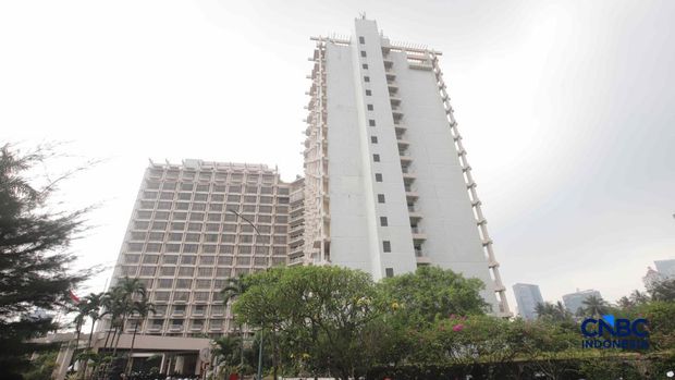 Suasana bangunan Hotel Sultan di Blok 15 Kawasan Gelora Bung Karno (GBK), Jakarta, Selasa (23/6/2026). Suasana bangunan Hotel Sultan di Blok 15 Kawasan Gelora Bung Karno (GBK), Jakarta, Selasa (23/6/2026). (CNBC Indonesia/Muhammad Sabki)