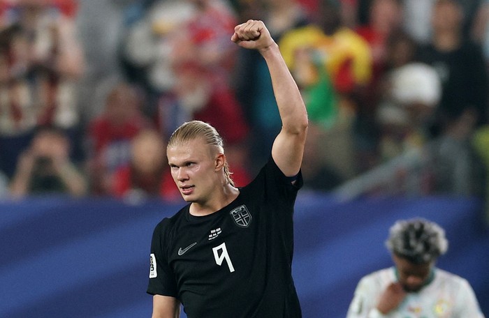 Soccer Football - FIFA World Cup 2026 - Group I - Norway v Senegal - New York/New Jersey Stadium, East Rutherford, New Jersey, U.S. - June 22, 2026 Norways Erling Haaland celebrates after the match REUTERS/John Sibley