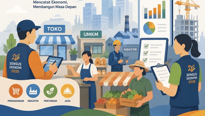 Ilustrasi Sensus Ekonomi 2026 (dibuat dengan AI)