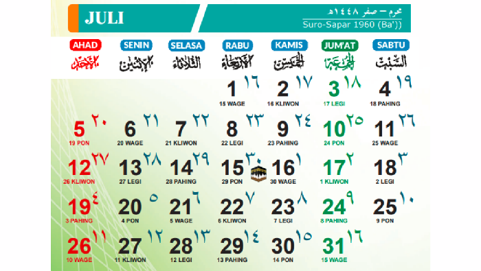 Kalender Juli 2026