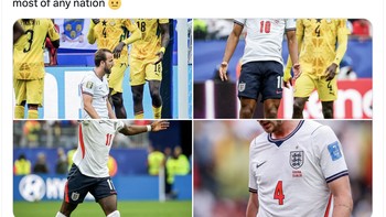 Inggris paling banyak memperoleh hasil imbang di Piala Dunia, yaitu sebanyak 23 kali. Foto: X.com