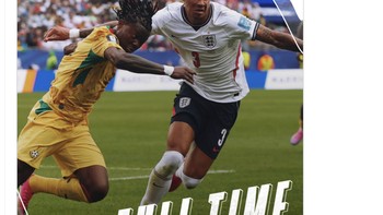 Akun timnas Inggris di X mengabarkan skor 0-0 melawan Ghana. Foto: X.com