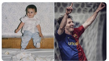 Messi saat bayi dan saat sudah dewasa. Foto: X.com