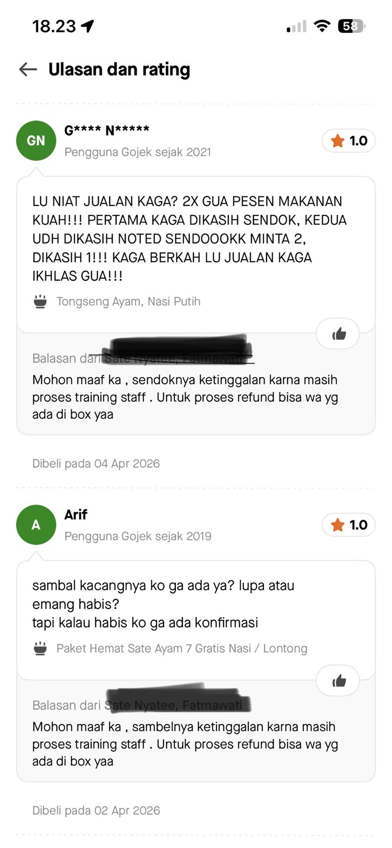 Balasan dari penjual anti kritik dari ulasan makanan yang dipesan online bikin ikut emosi. Kok ada orang yang begini?