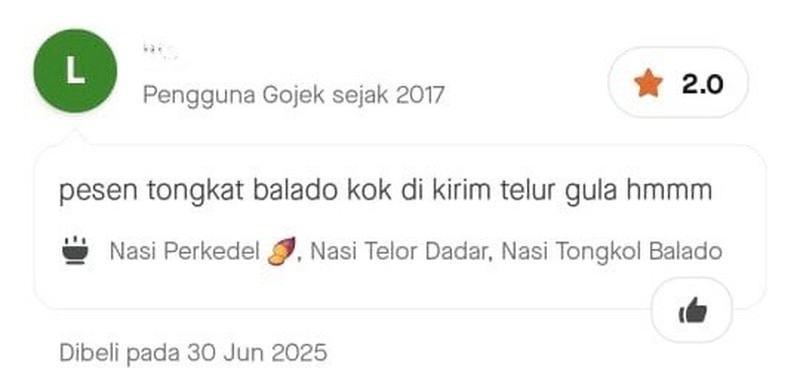 Balasan dari penjual anti kritik dari ulasan makanan yang dipesan online bikin ikut emosi. Kok ada orang yang begini?