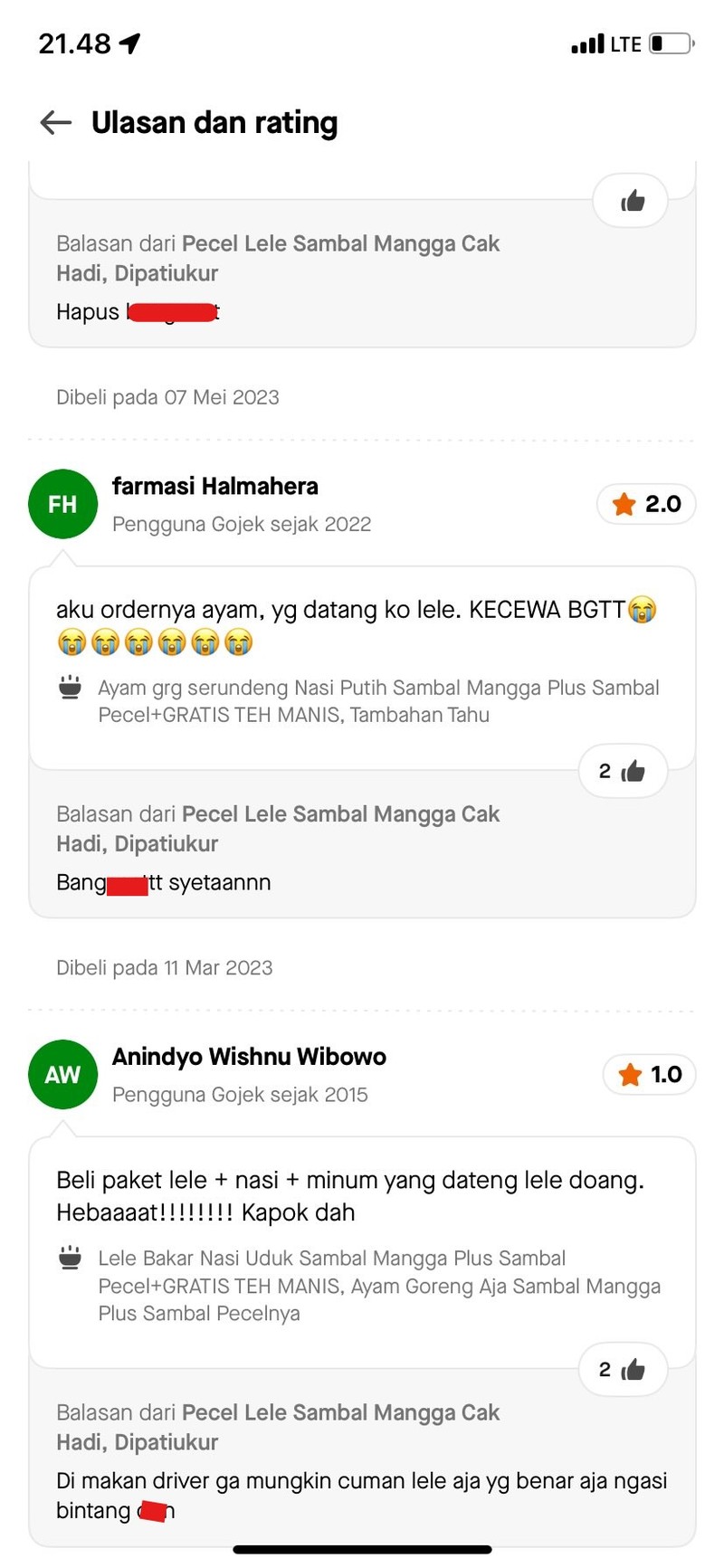 Balasan dari penjual anti kritik dari ulasan makanan yang dipesan online bikin ikut emosi. Kok ada orang yang begini?