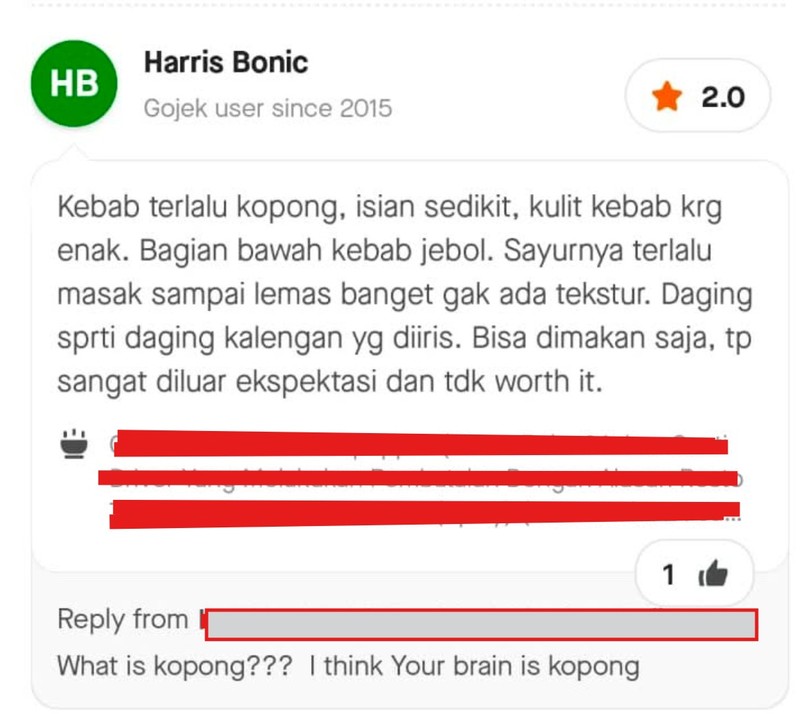 Balasan dari penjual anti kritik dari ulasan makanan yang dipesan online bikin ikut emosi. Kok ada orang yang begini?