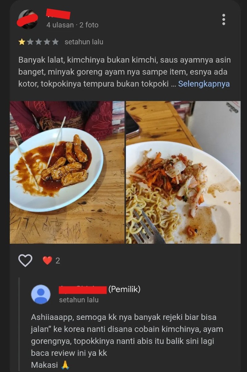 Balasan dari penjual anti kritik dari ulasan makanan yang dipesan online bikin ikut emosi. Kok ada orang yang begini?